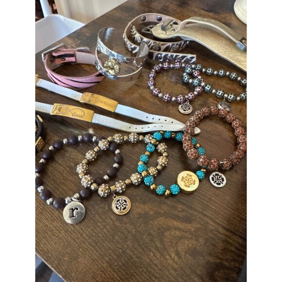 Rustic Cuff Bracelet Lot of 13 Beads Leather Cuff EUC - Picture 3 of 9